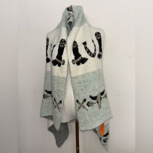 LOF Cowboy Western Roll Neck Cardigan Sweater Shawl Super Plush OSFM NWT